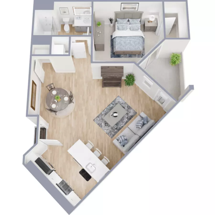 1 Bedroom/ 1 Bathroom 1091 floor plan