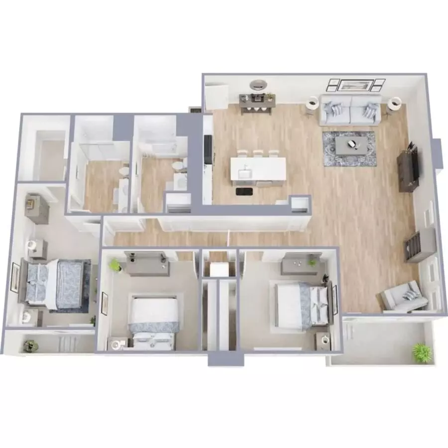3 Bedroom/2Bathroom 1168 floor plan