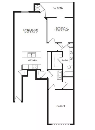 1 Bed • 1 Bath 1157 floor plan