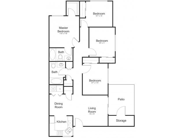 4 Beds • 2 Bath 159 floor plan