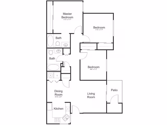 3 Beds • 2 Bath 291 floor plan