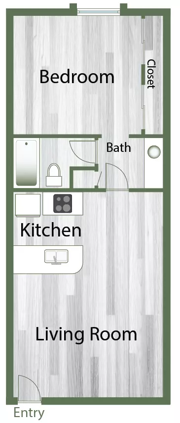 1 Bed • 1 Bath 125 floor plan