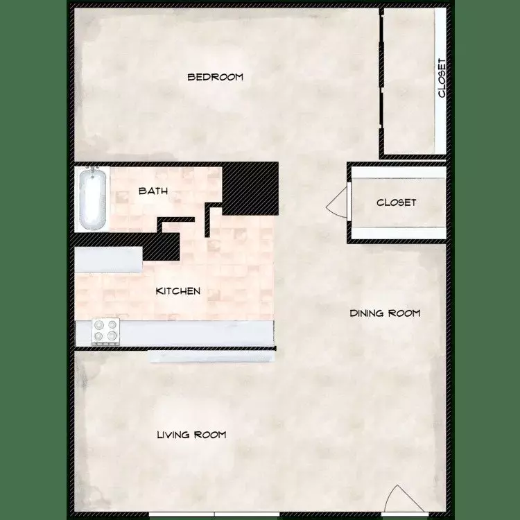 1 Bed • 1 Bath floor plan