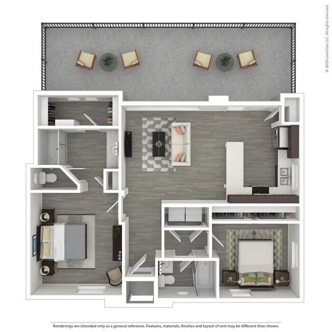 2 Beds • 2 Bath 65 floor plan
