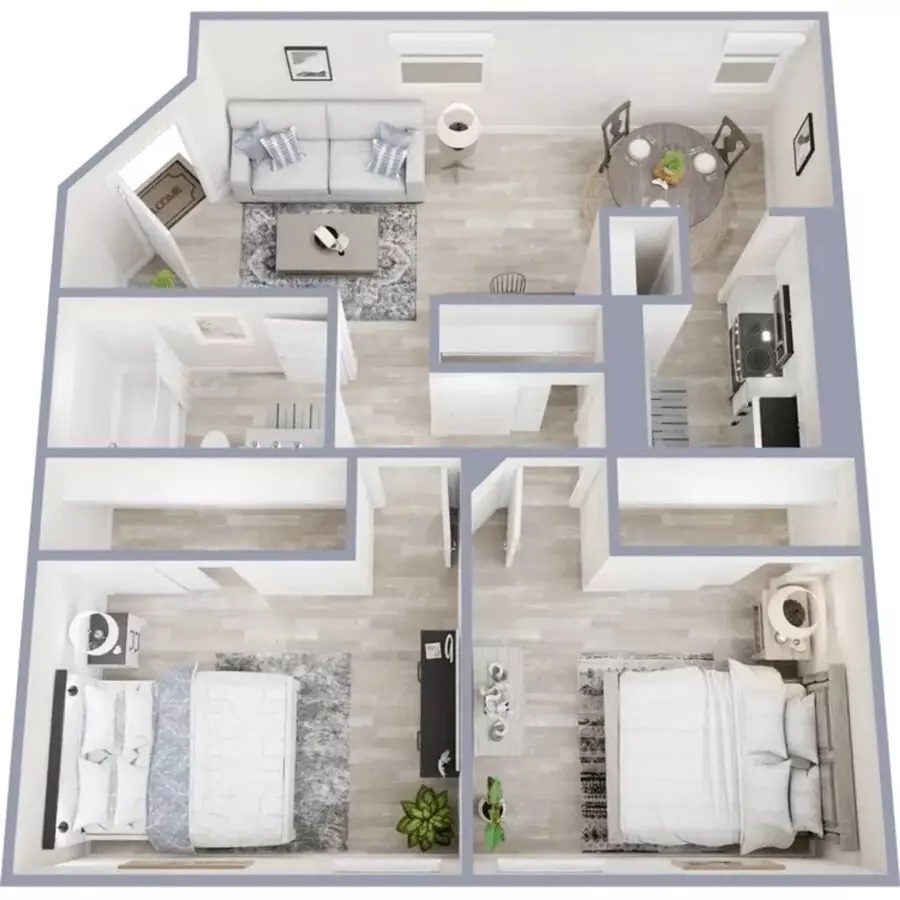 2 Beds • 1 Bath S207 floor plan