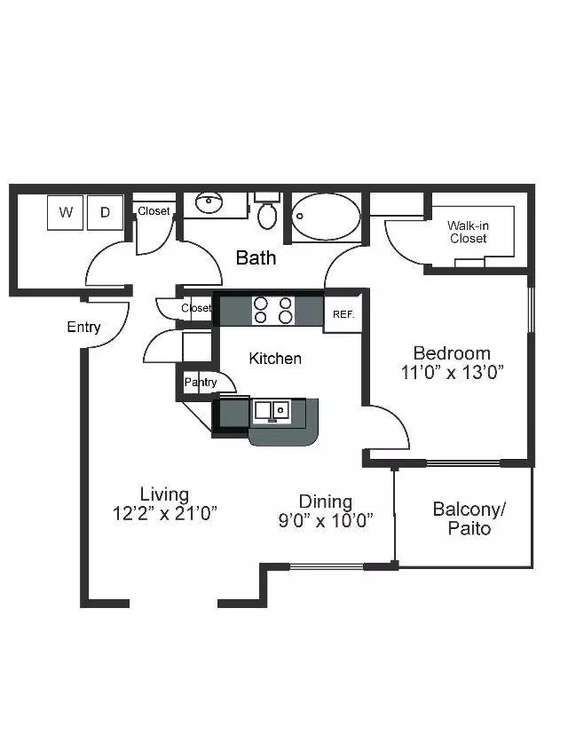 1 Bed • 1 Bath 1503 floor plan