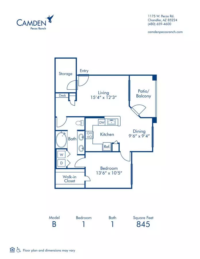 1 Bed • 1 Bath 2059 floor plan