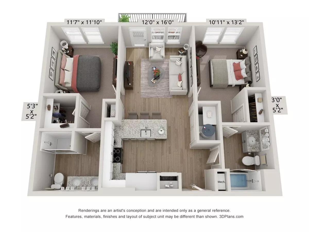 2 Beds • 2 Bath 5306 floor plan