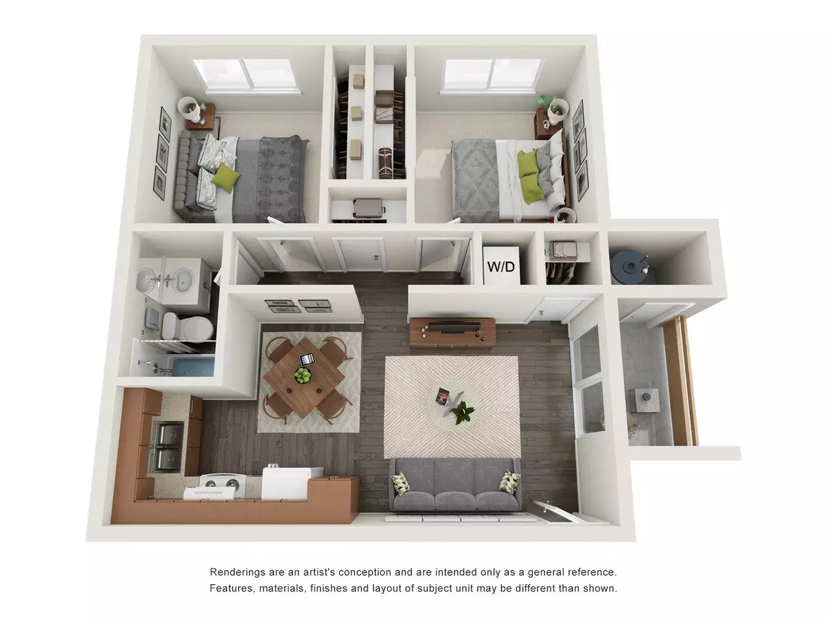 2 Beds • 1 Bath 2076 floor plan