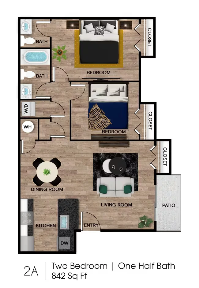 2 Beds • 50 Bath 2119 floor plan