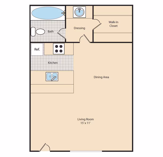 Studio • 1 Bath 2002 floor plan