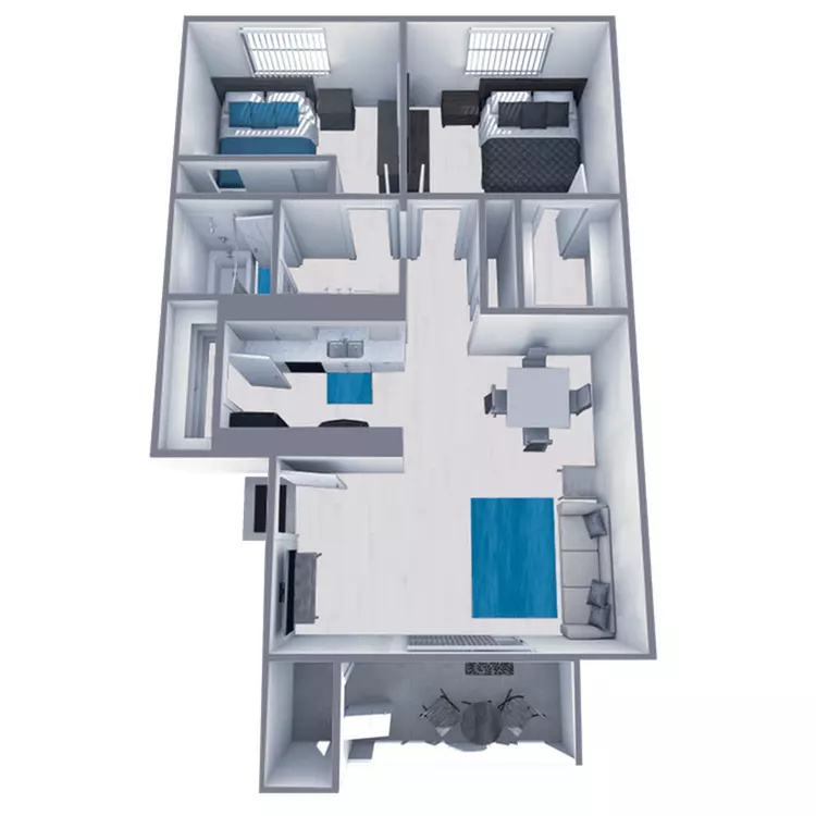2 Beds • 1 Bath 1079 floor plan