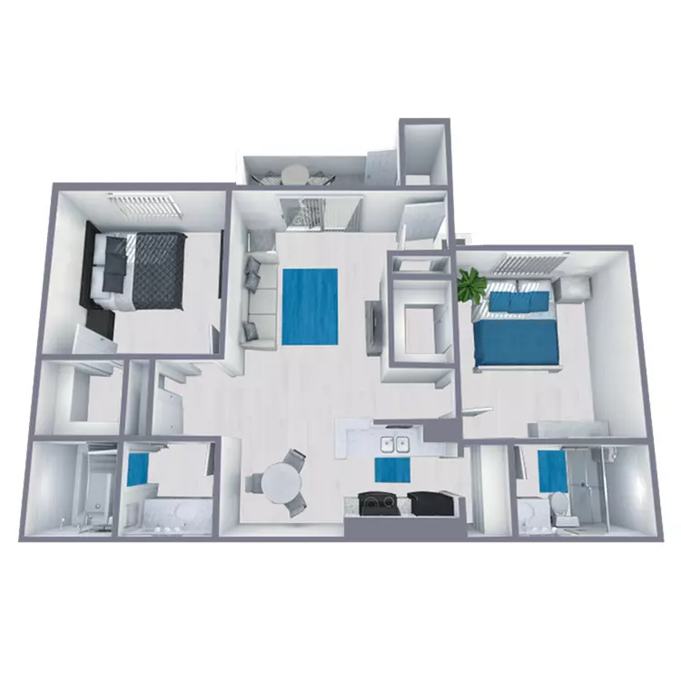 2 Beds • 2 Bath 1070 floor plan