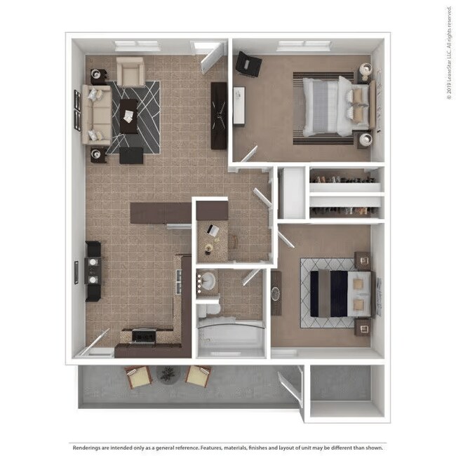 2 Beds • 1 Bath 238 floor plan