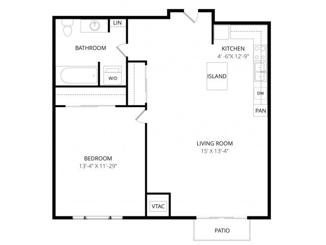 1 Bed • 1 Bath WAIT11 floor plan