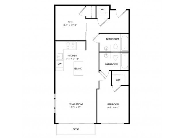 1 Bed • 2 Bath 409 floor plan