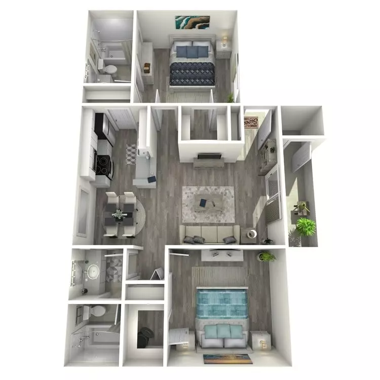 2 Beds • 2 Bath 2095 floor plan