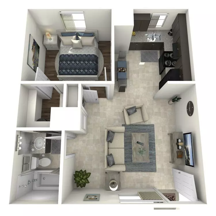 1 Bed • 1 Bath 166 floor plan