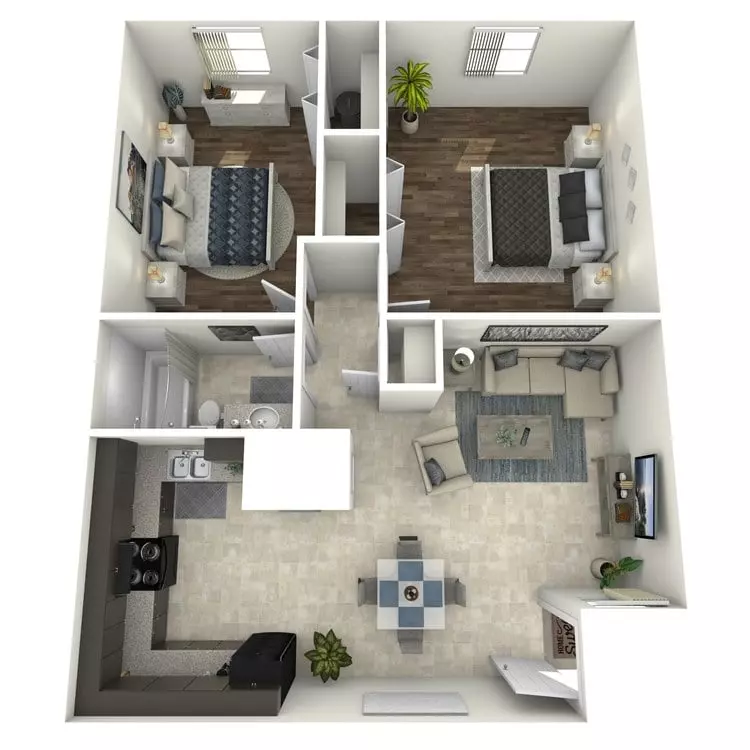 2 Beds • 1 Bath 227 floor plan