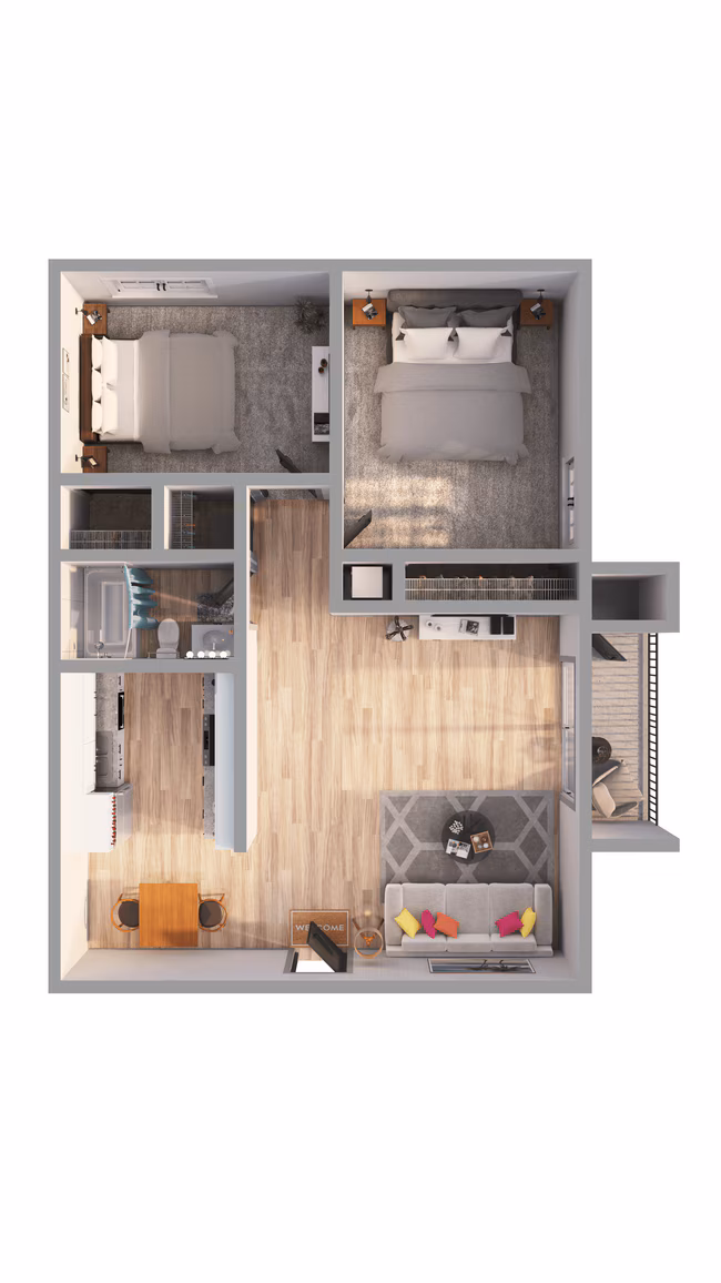 2 Beds • 1 Bath 0119E floor plan