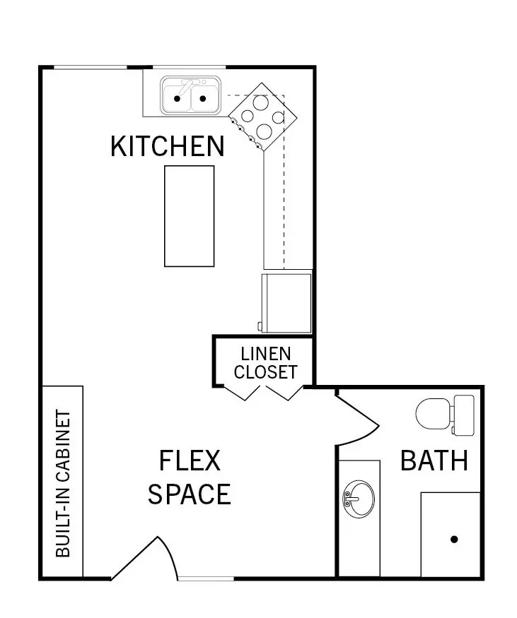 Studio, 1 Bath Model floor plan