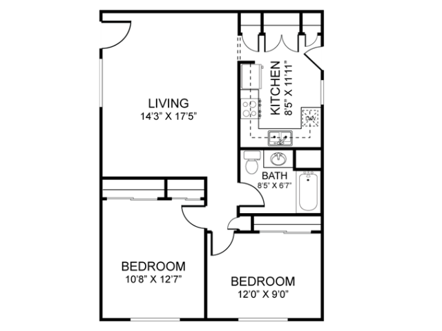 Unit 9I 2C floor plan