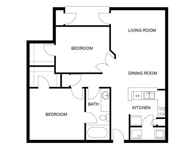 2 Beds • 1 Bath WAIT21 floor plan