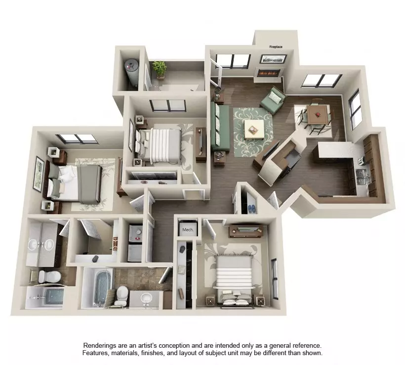 3 Beds • 2 Bath 2217 floor plan