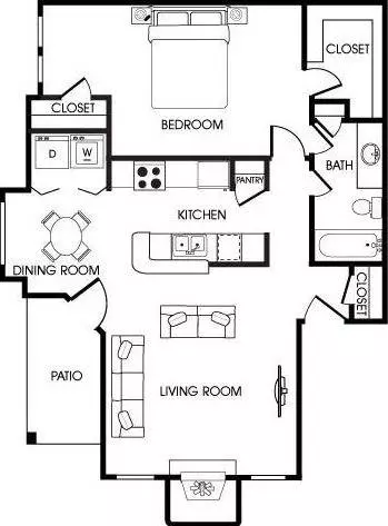 1 Bed • 1 Bath 2062 floor plan