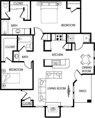 2 Beds • 2 Bath 2025 floor plan