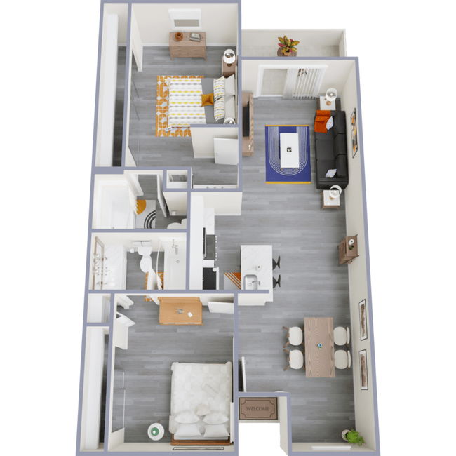 2 Beds • 2 Bath 01-1275 floor plan