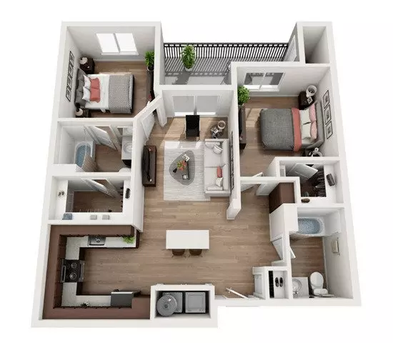 2 Beds • 2 Bath 101 floor plan