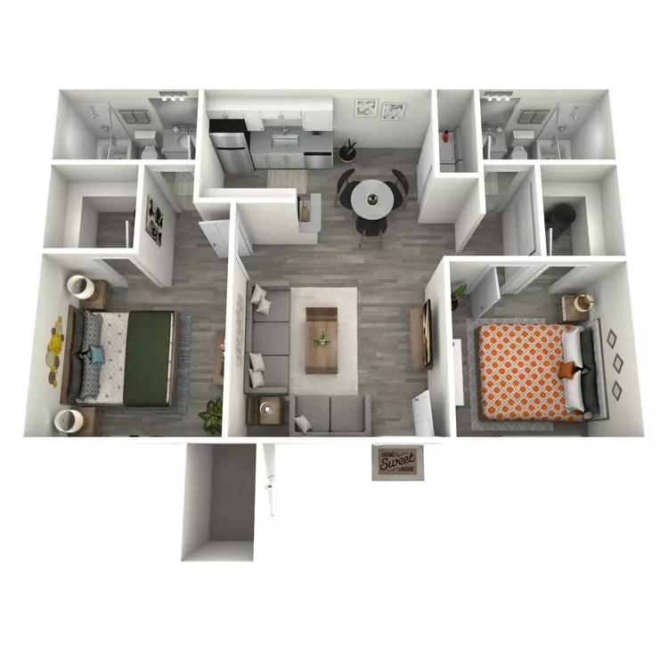2 Beds • 2 Bath 123 floor plan