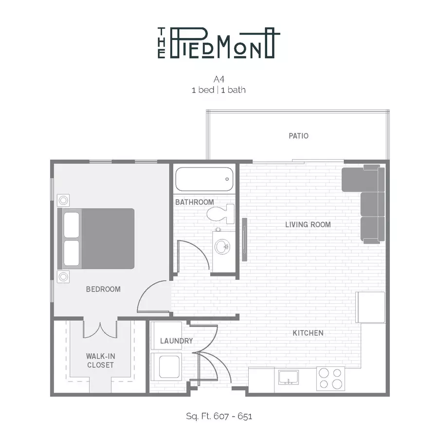 1 Bed • 1 Bath 6018 floor plan