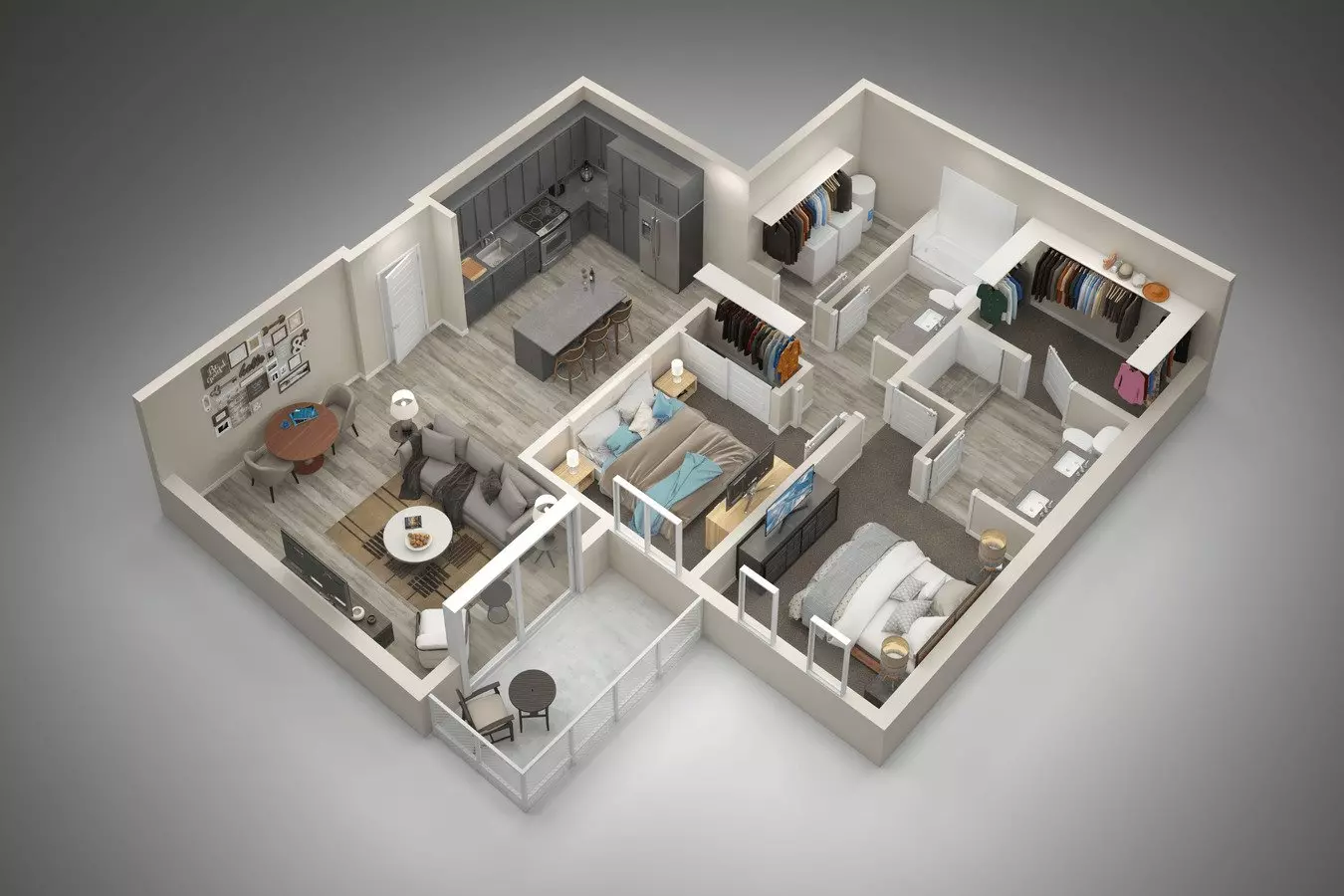 2 Beds • 2 Bath 5040 floor plan