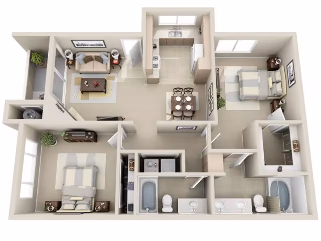 2 Beds • 2 Bath 1011 floor plan