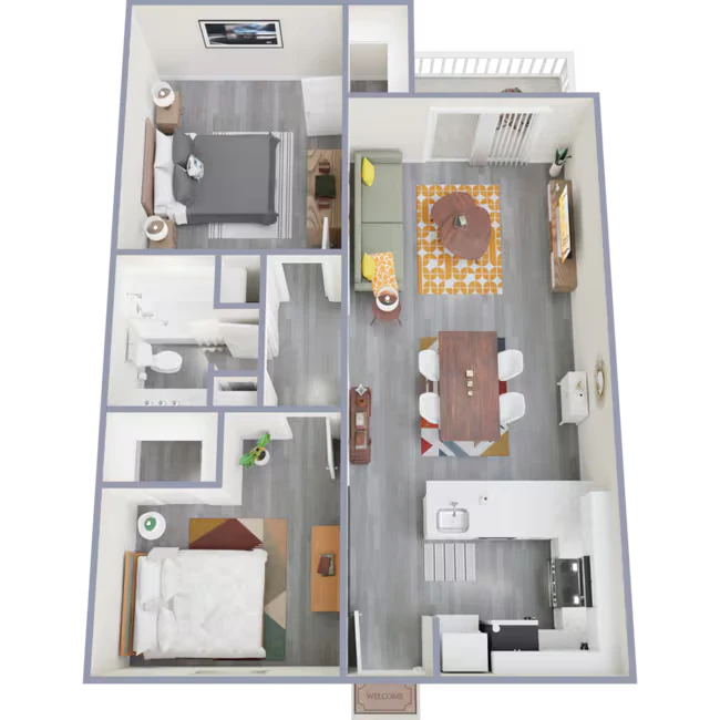 2 Beds • 1 Bath 234 floor plan