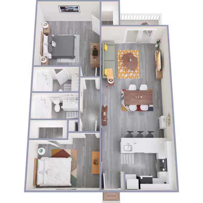 2 Beds • 1 Bath 140 floor plan