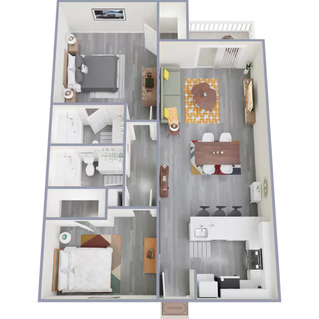 2 Beds • 1 Bath 340 floor plan
