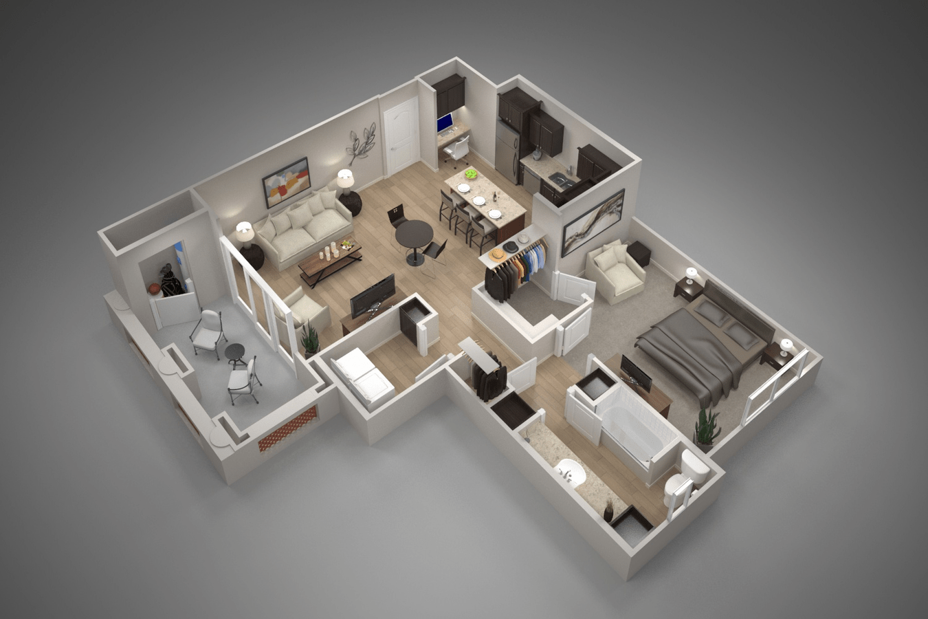 1 BED/1 BATH (239-1b) floor plan