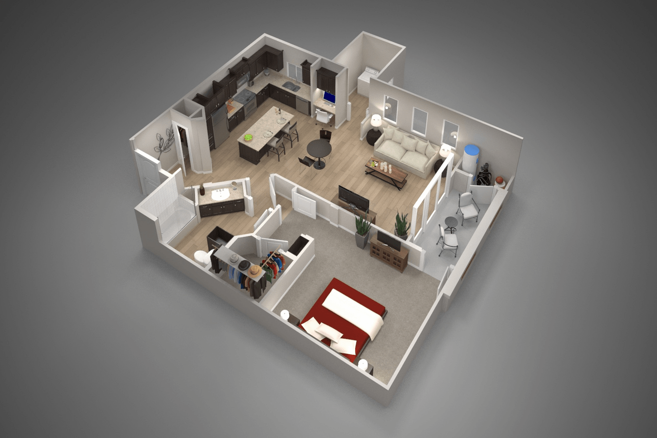 1 BED/1 BATH (239-1b) floor plan