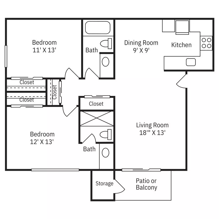 2 Beds • 2 Bath 2127 floor plan
