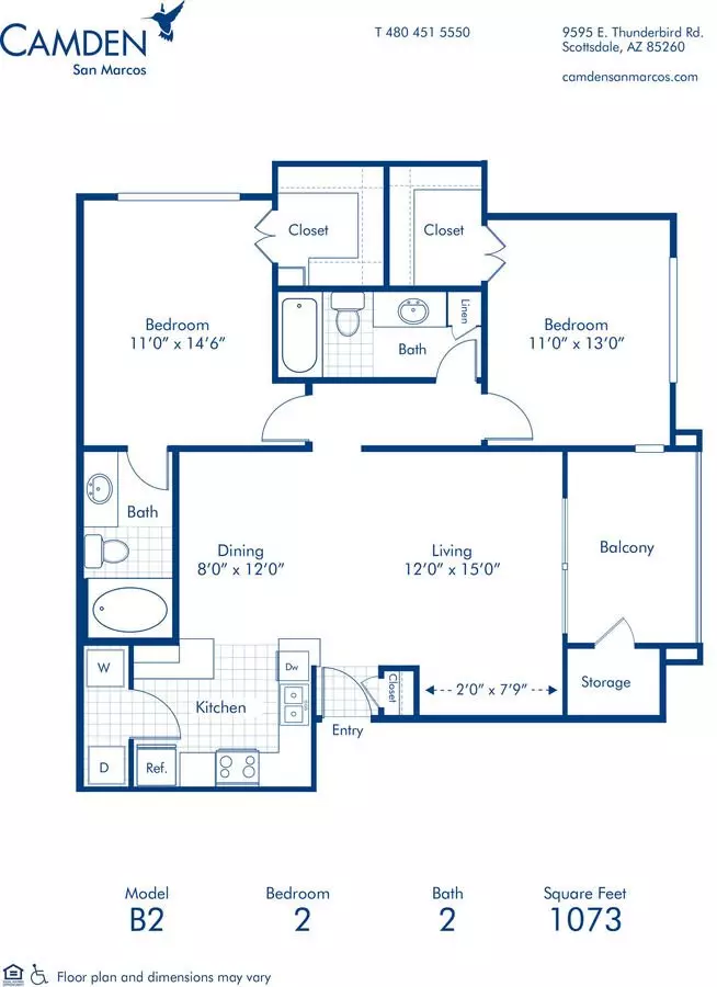 2 Beds • 2 Bath 2025 floor plan