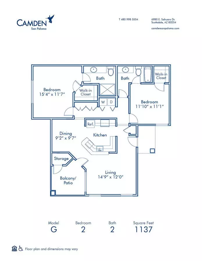 2 Beds • 2 Bath 2115 floor plan