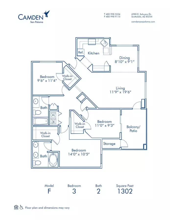 3 Beds • 2 Bath 1160 floor plan