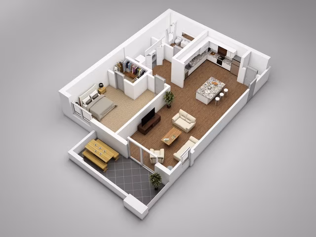 1 Bed • 1 Bath 3037 floor plan