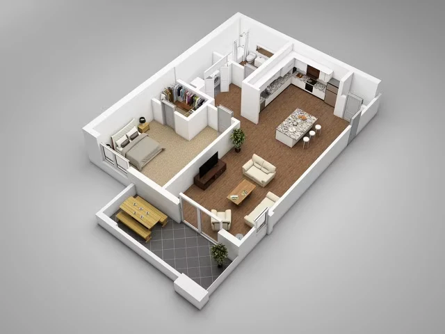 1 Bed • 1 Bath 3034 floor plan