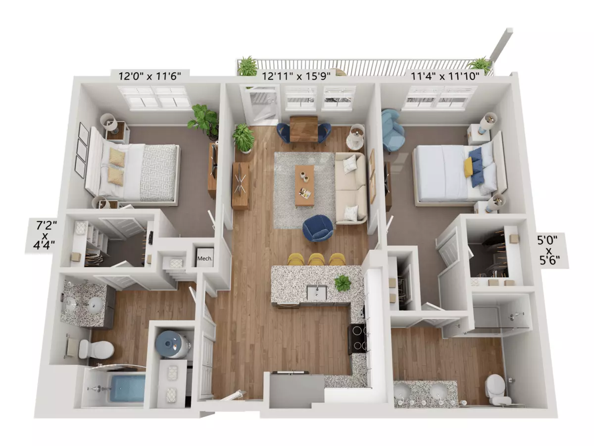 2 Beds • 2 Bath 3209 floor plan