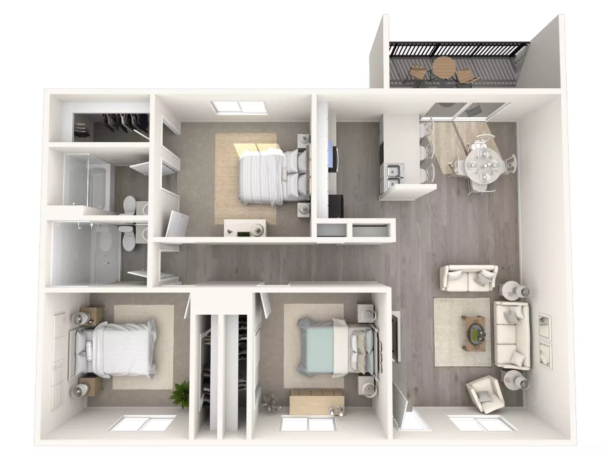 3 Beds • 2 Bath D-D34 floor plan