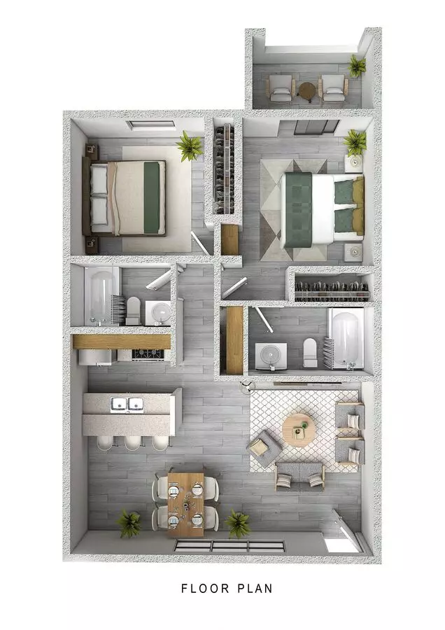 2 Beds • 2 Bath 1005-104 floor plan